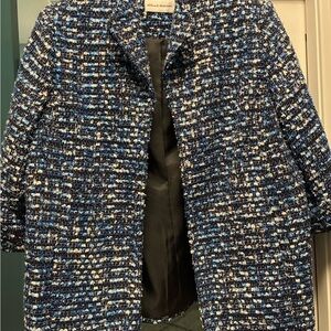 Alfred Dunner Blue and White Tweed Blazer
